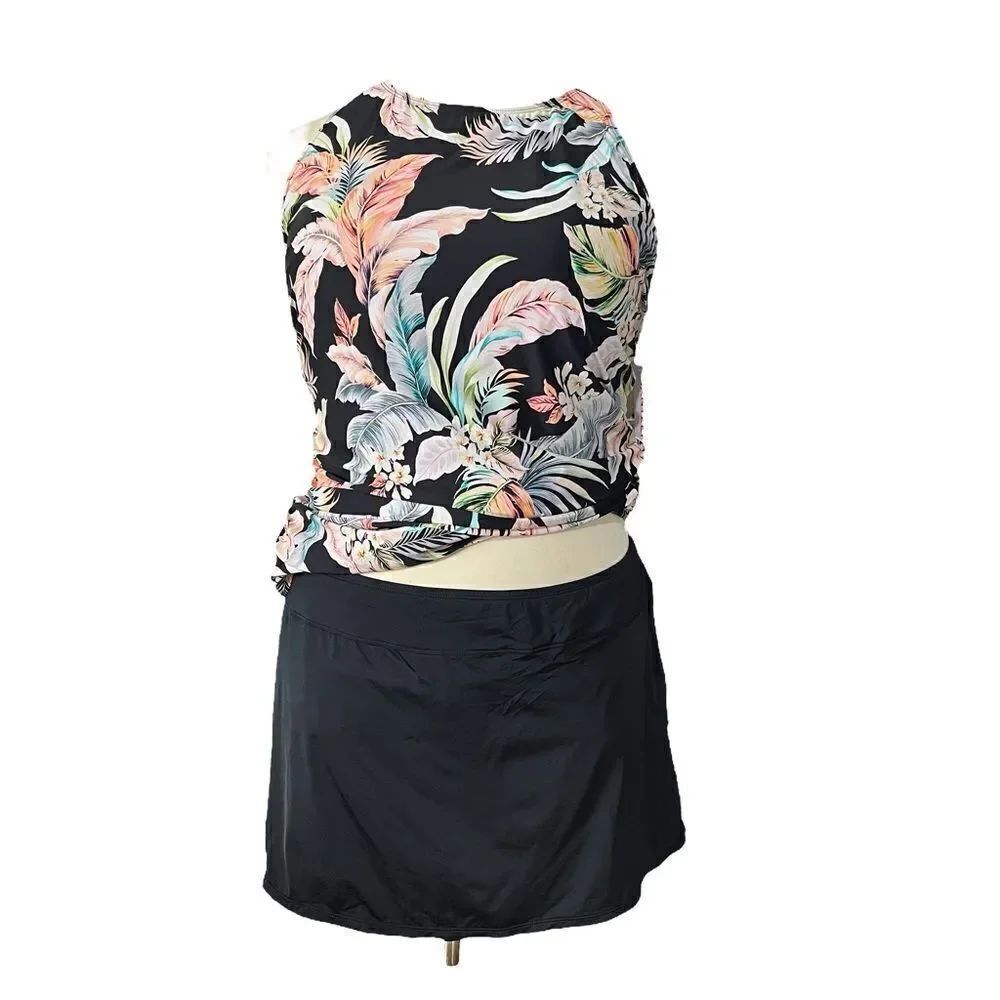 Jantzen High Neck Tankini with Skirted Bottom - Picture 4 of 6